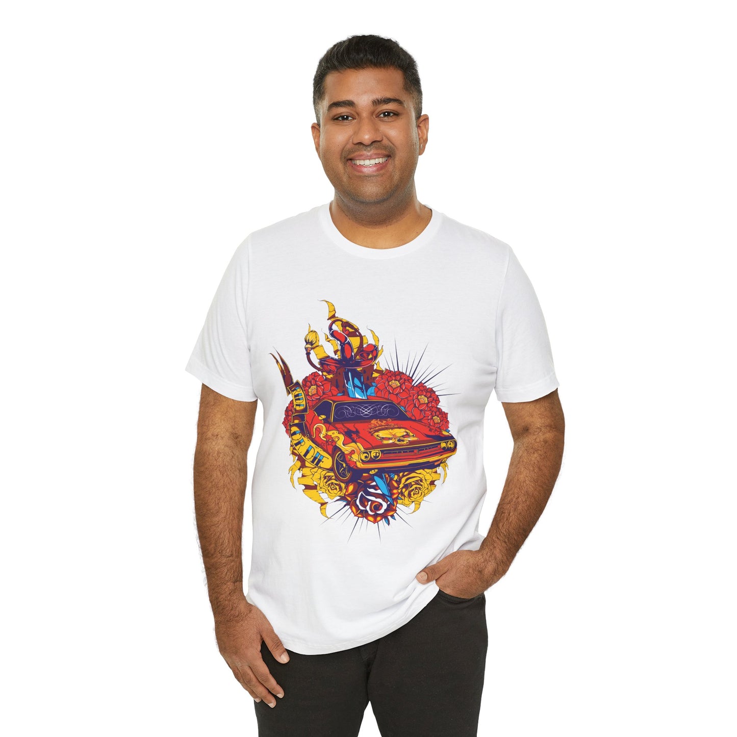 Vibrant Graphic Tee featuring Bold Car Design