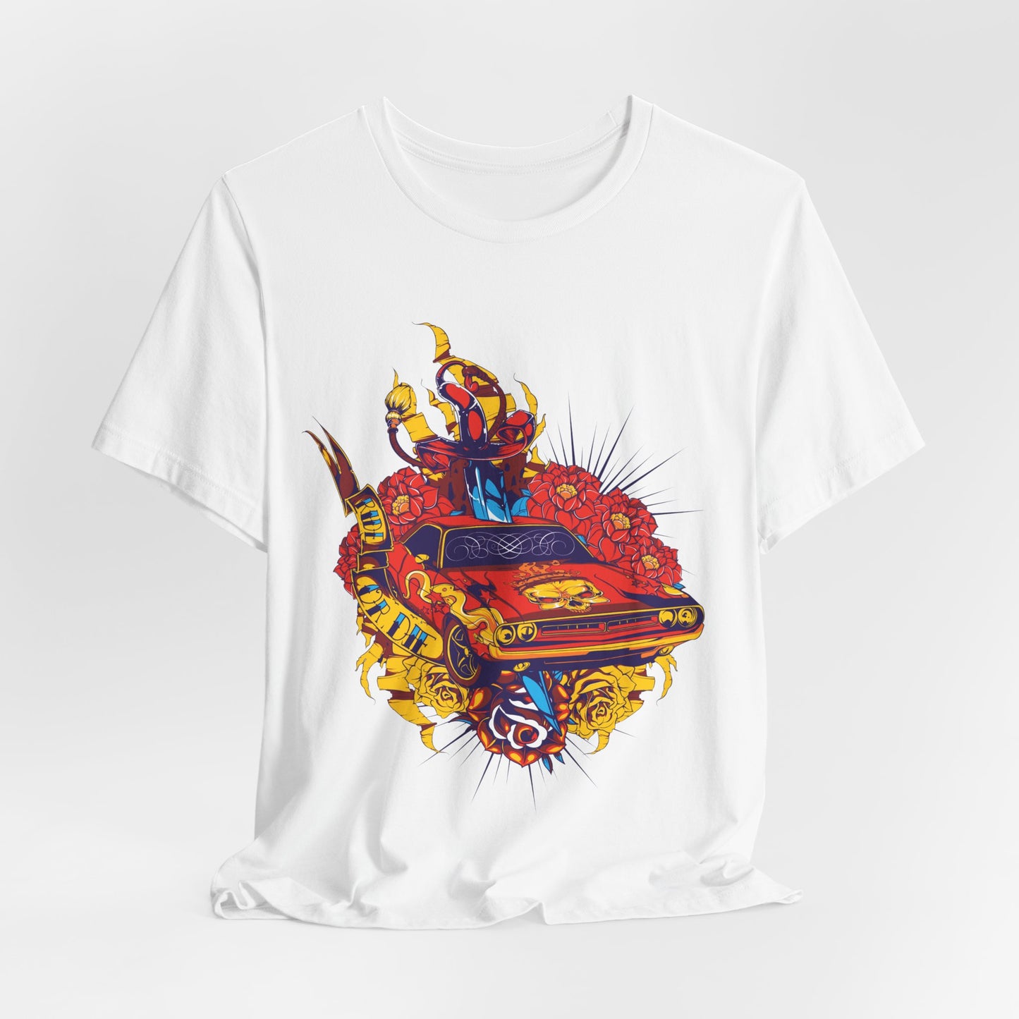 Vibrant Graphic Tee featuring Bold Car Design