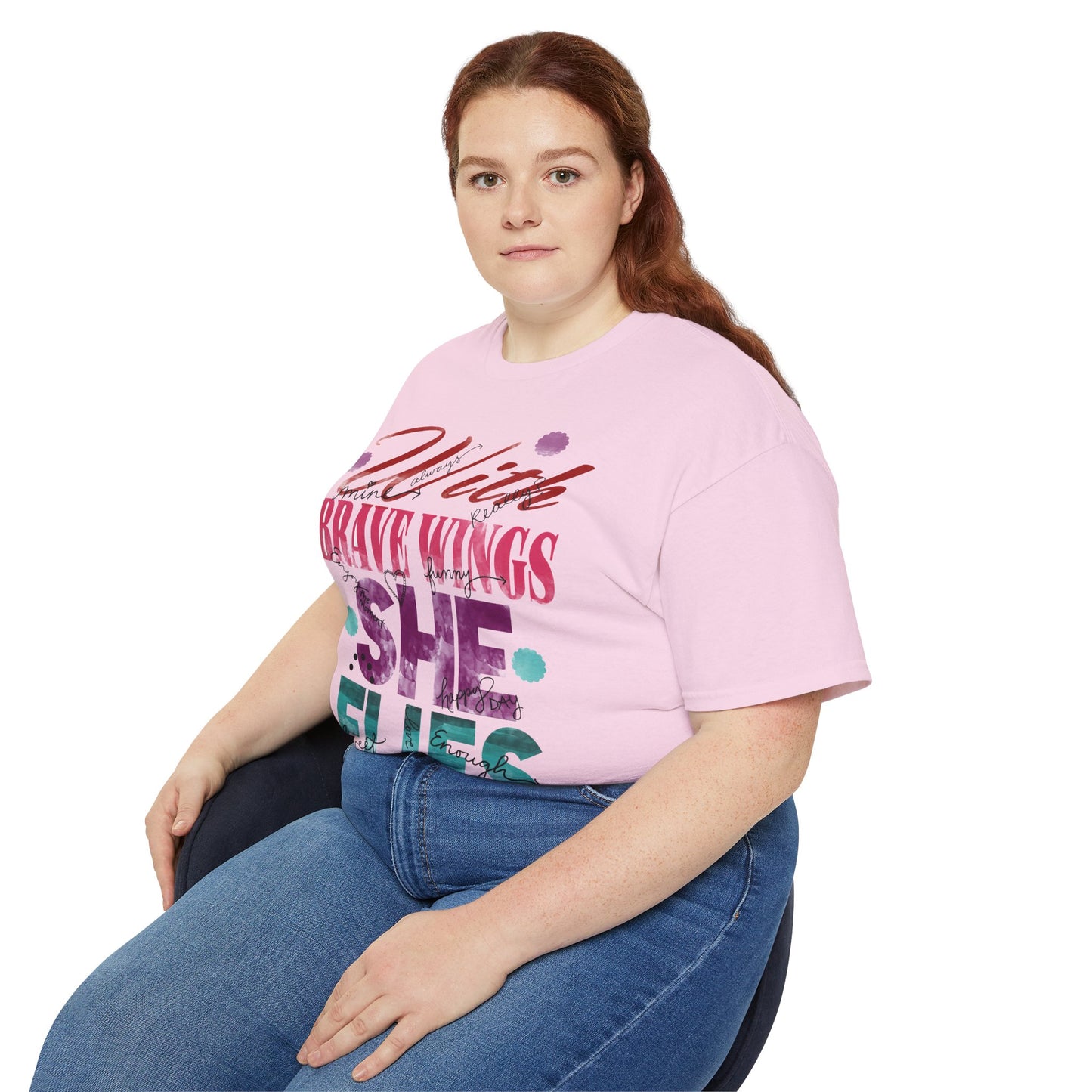 Inspiring Quote T-Shirt - With Brave Wings She Flies -