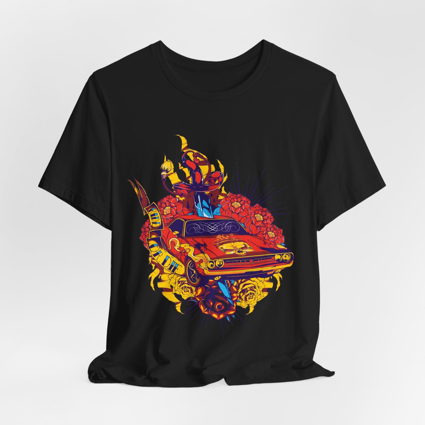 Vibrant Graphic Tee featuring Bold Car Design